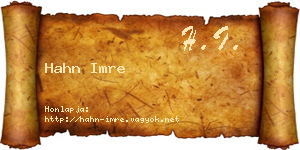 Hahn Imre névjegykártya